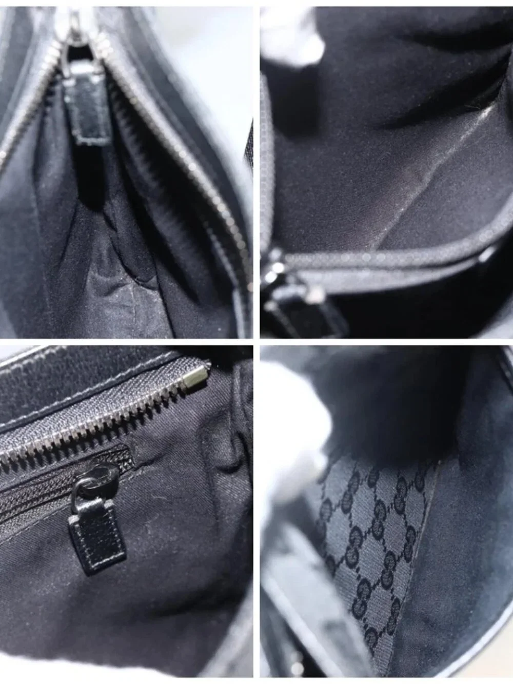 GUCCI GG Canvas Shoulder Bag Black Silver 122793 Auth BAZ206A